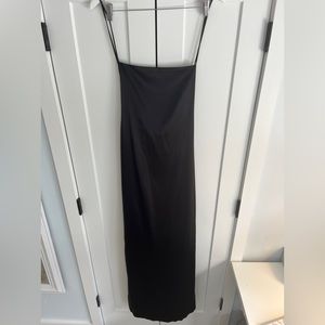 Beginning Boutique black satin maxi dress, size Medium